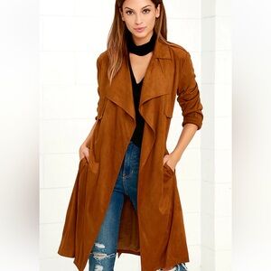 Women's Brown Suede Trench Coat